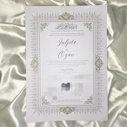 Certificat de Nikkah Personnalisé – Pour Sceller Votre Union